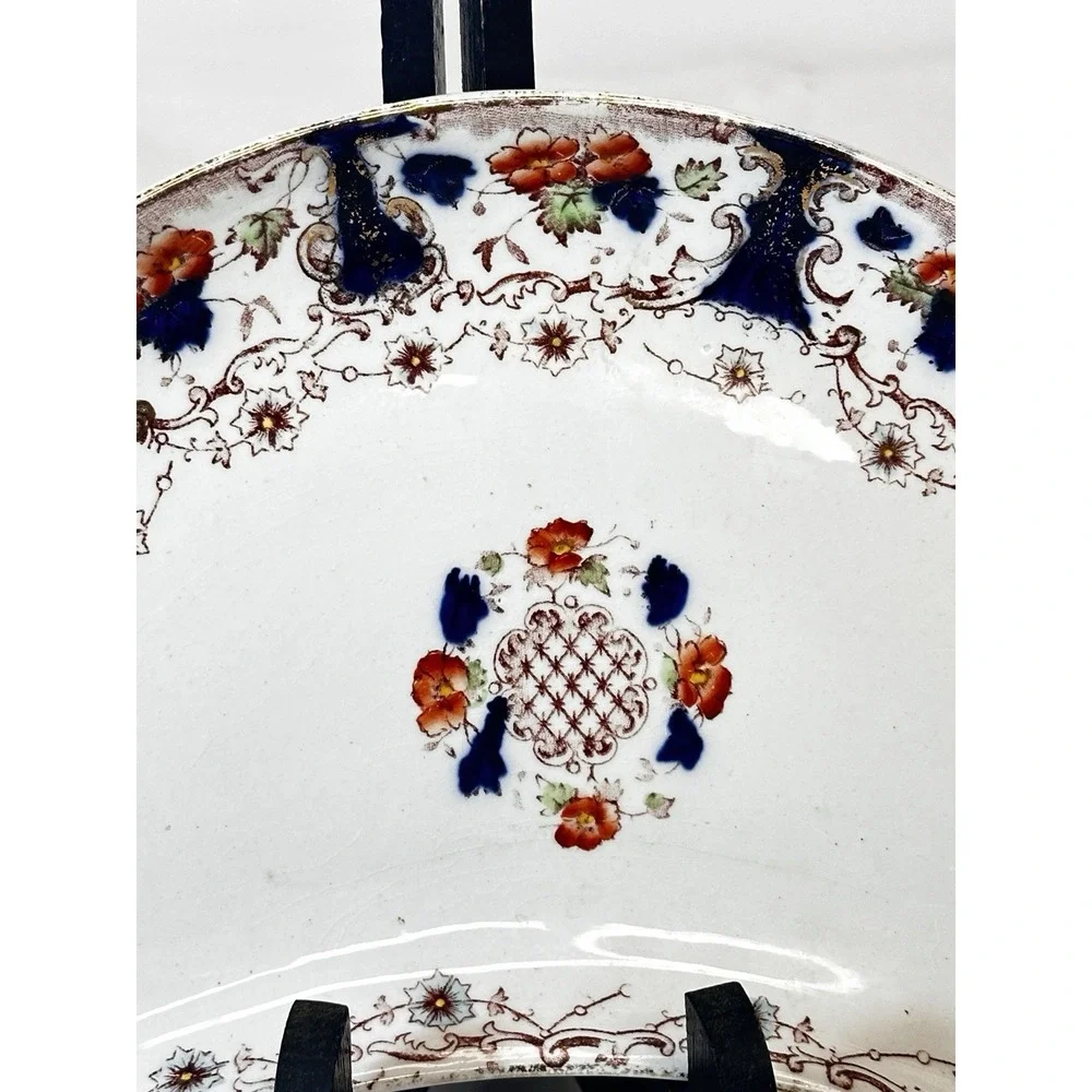 Westbourne England Porcelain Bone Plate Imari Pattern Platter Antique C‎ 1800's